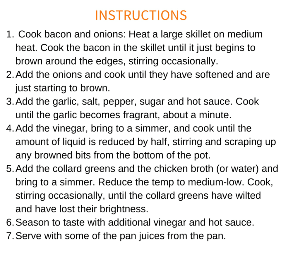 Collard Greens Recipe Instructions